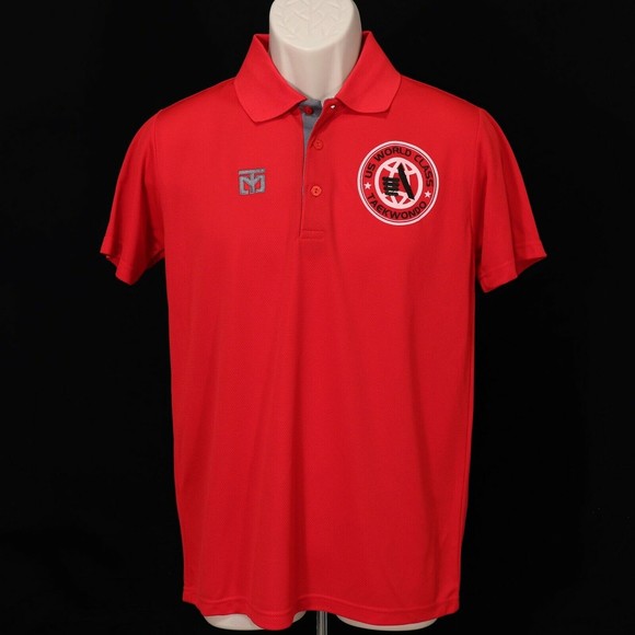 Mooto Mens USWC Taekwondo Referee Polo Shirt S Small M160 Red US World Class EUC - Picture 1 of 10